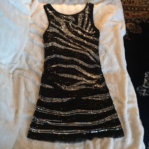 Black and silver sequin dress
